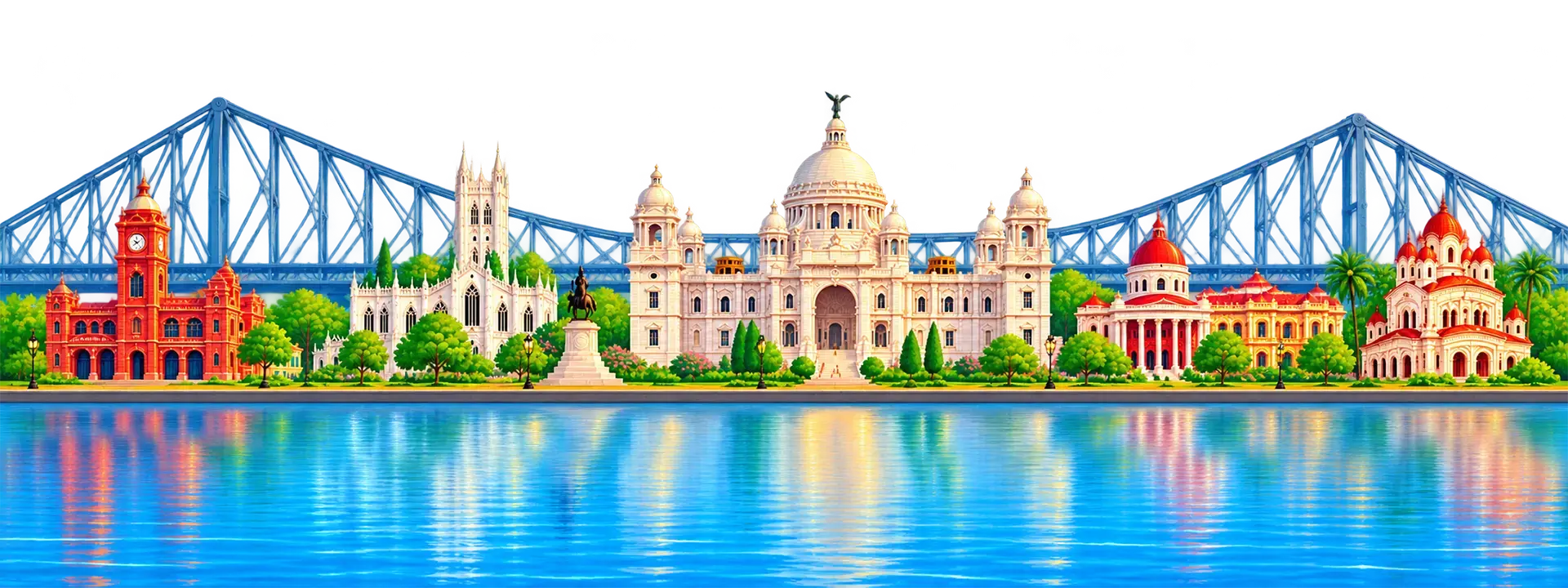Kolkata Heritage Riverfront Skyline